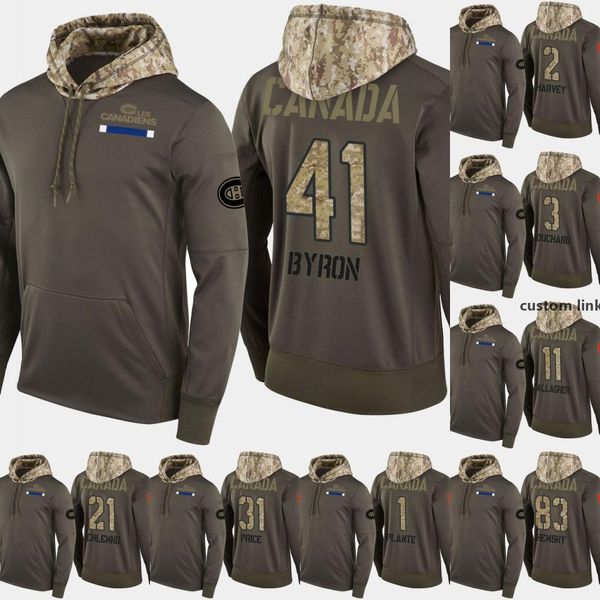 

montreal canadiens salute to service hoodies paul byron 11 brendan gallagher 31 carey price 61 xavier ouellet hockey sweatershirt jerseys ., Black;red