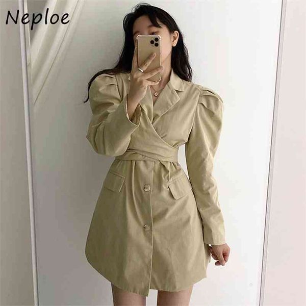 

turn down collar pullover long sleeve dress women high waist hip sashes slim vestidos spring robe wild 210422, Black;gray
