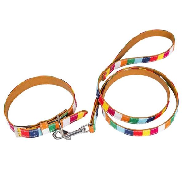 

cat collars & leads 1 set colorful walk collar creative breathbale pulling rope durable lead strapes for pet dog puppy (collar+m pullin