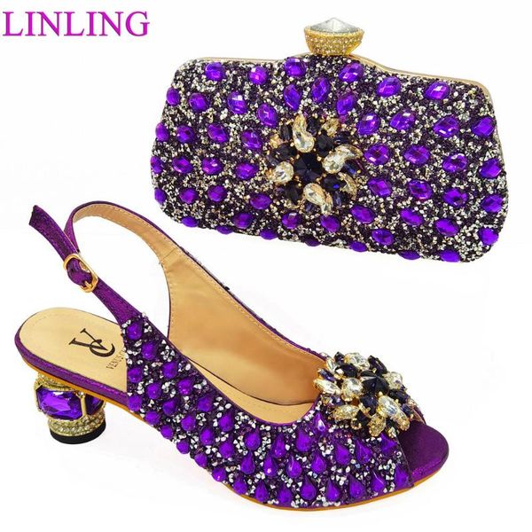 

dress shoes women and bag set in italy decorated with appliques elegant pointed toe nigerian matching bags buckle strap, Black