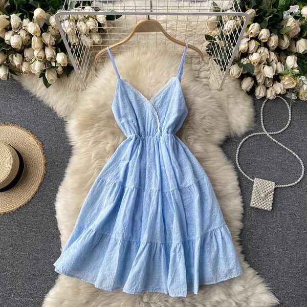 

singreiny women backless strap dress korean v neck sleeveless solid a-line dresses summer off shoulder beach short dress 210419, Black;gray