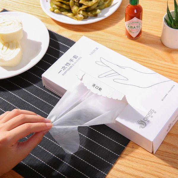 

disposable gloves transparent plastic one-off bbq cooking for household kitchen accessorie cleaning