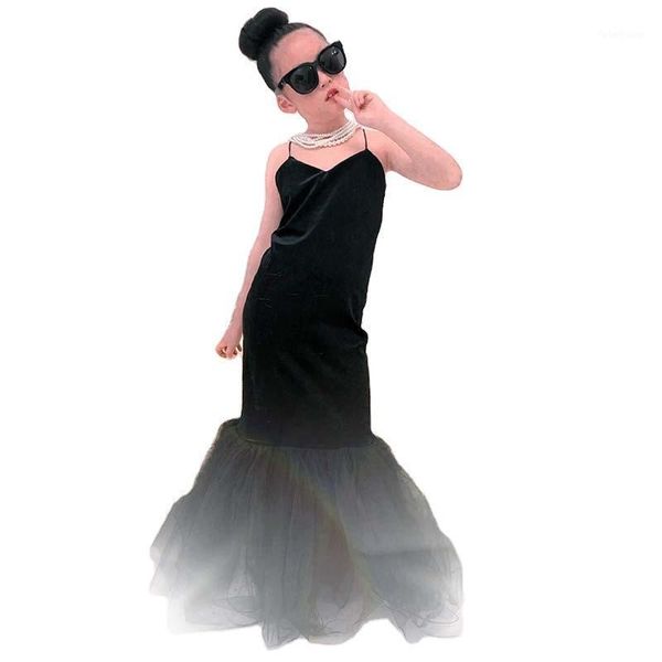 

family matching outfits black christmas clothing golden velvet party fishtail dress 9 month - 12 years mom and daughter evening gowns kids f, Blue