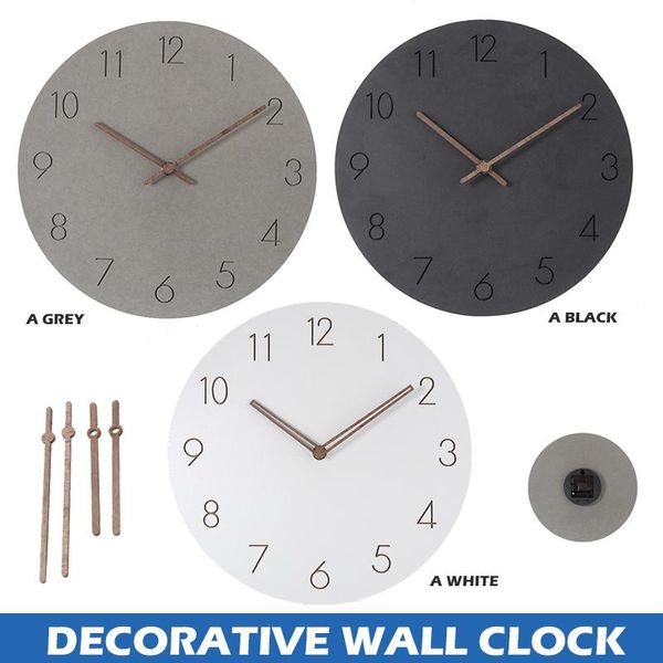 

wall clocks kitchen modern simple round clock classics silent numberal mdf wood for bedroom office living room decor gift