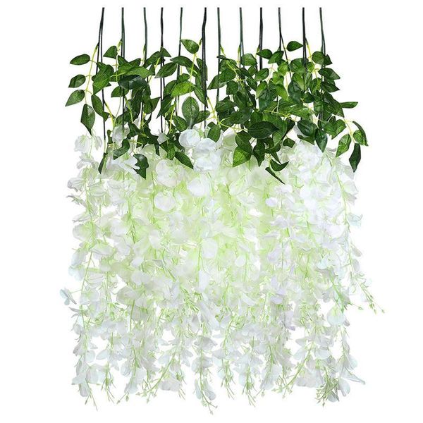 

decorative flowers & wreaths 8/12/24pcs artificial silk wisteria ivy vine green leaf garland simulation props 90cm for wedding party decorat