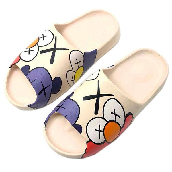 

slippers floral women cute graffiti beach sandals summer outdoor slides woman/men flip flops ladies 35-46#, Black