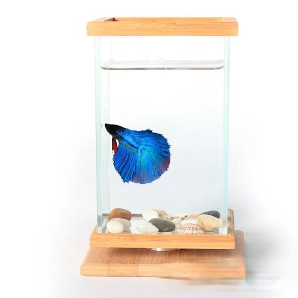 

aquariums mini aquarium fish tank lamp cylinder cleaning small acrylic desk box