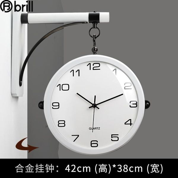 

luxury double sided wall clock metal silent rotating solid wood watch large living room modern design home decor 50 clocks