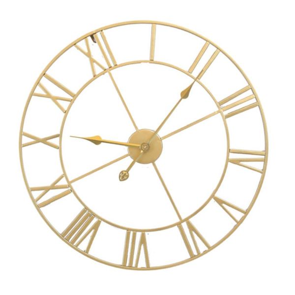 

iron silent wall clock simple decor home decorative living room (golden embryo golden stitches) clocks