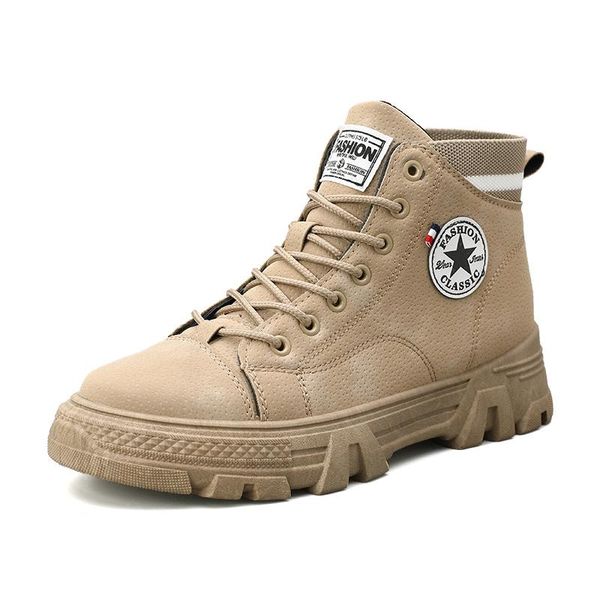 

boots men leather male spring casual motorcycle ankle botas hombre lace-up basic man fashion, Black