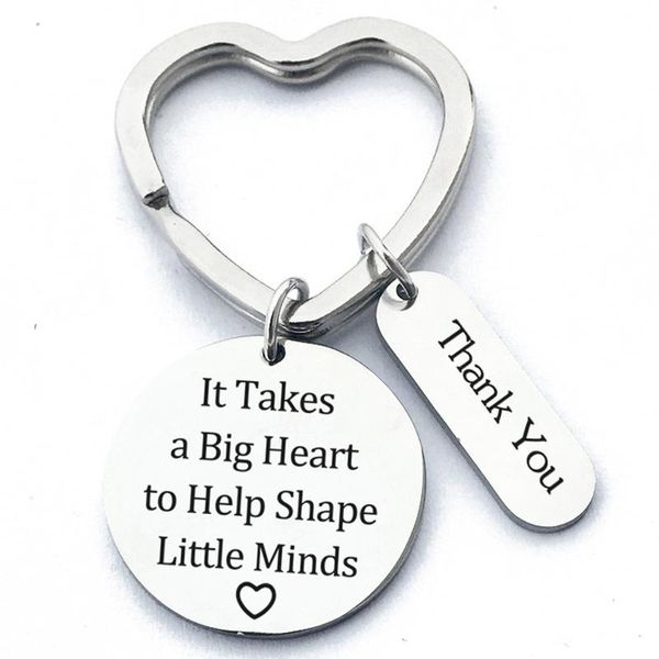 Keychains Fashion Edelstahl Schlüsselbund Lehrer Tag Gift Englische Schriftzeichen Titan Herzform Key Ring Accessoires