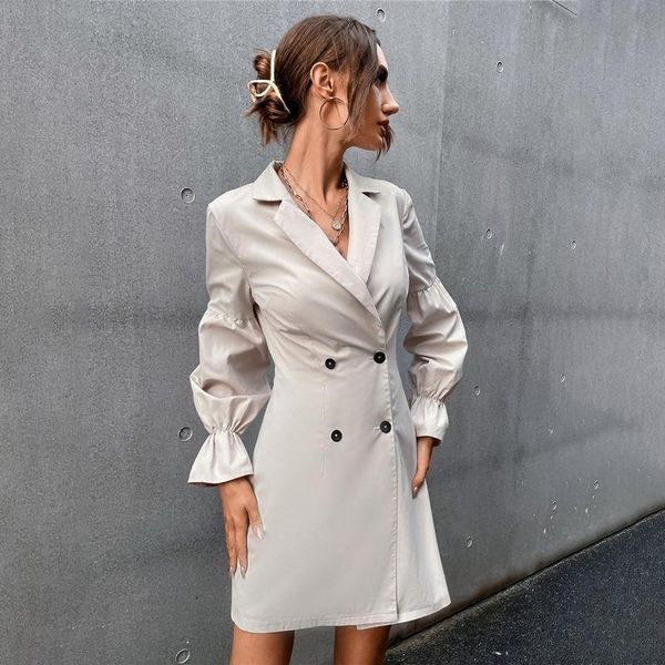 

women's suits & blazers 2021 temperament commuter autumn double-breasted deep v slim and thin suit long-sleeved jacket women, White;black