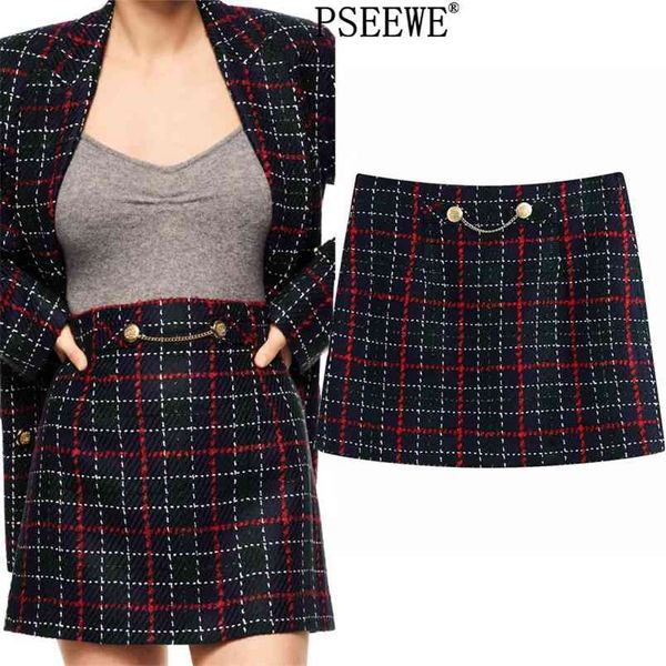 

women skirt black plaid high waist short skirts woman spring elegant office a line vintage mini female 210519
