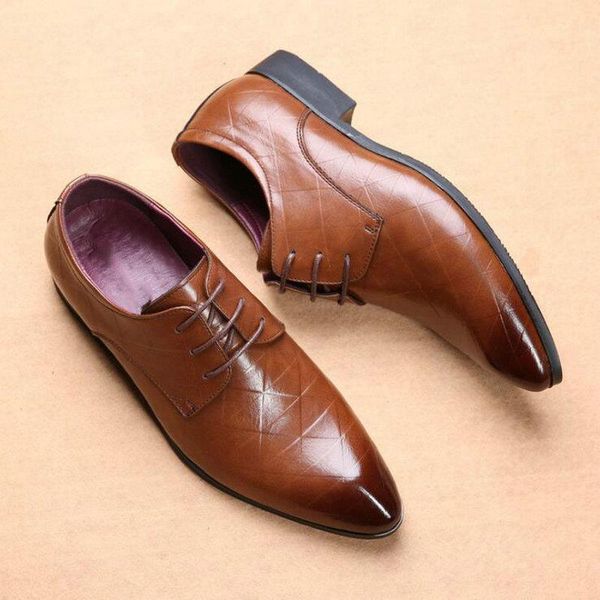 

dress shoes fashion male wedding business men pointed toe oxfords man office leather 2021, Black