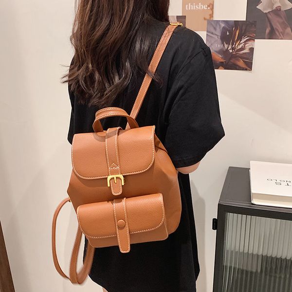 

solid color small backpack for women 2021 new spring and summer travel small backpack good-looking texture fashionable net red bag womens fa