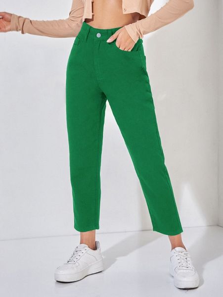 

petite high waist slant pocket mom jeans 67wp#, Blue
