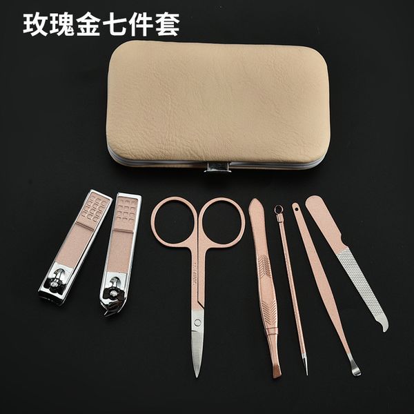 

steel rose gold nail stainless clipper 7-piece beauty manicure tool set