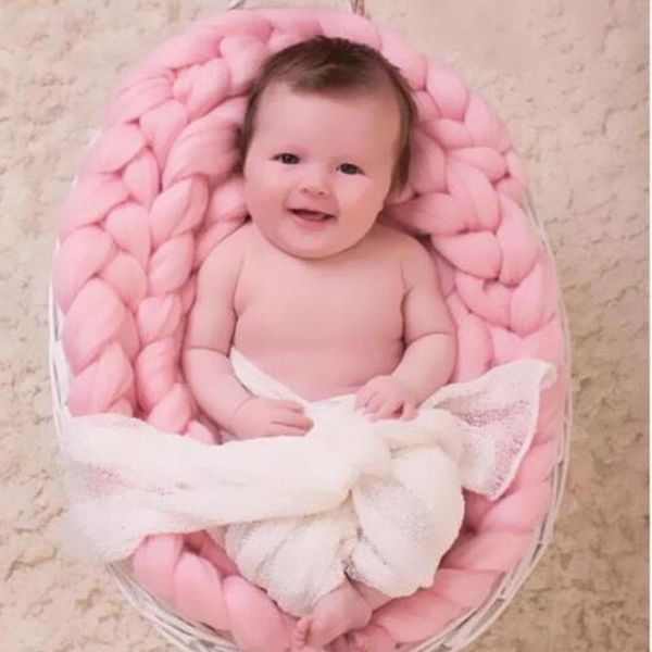 

blankets & swaddling arrivals knitted wool crochet baby blanket born pography props chunky knit basket filler