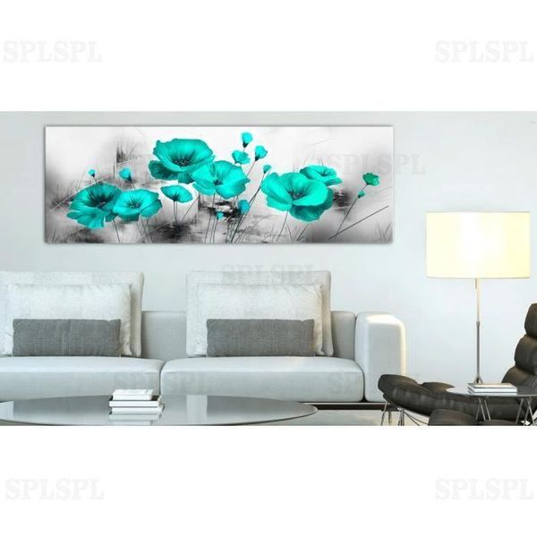 

paintings canvas print turquoise meadow (1 part) narrow 40x120cm for living room home decor