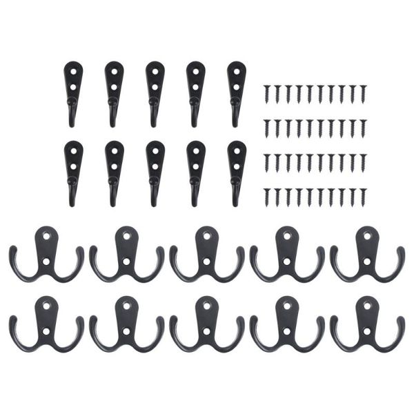 

hooks & rails 20 sets practical coat hat hook reliable double single kit (2 styles)