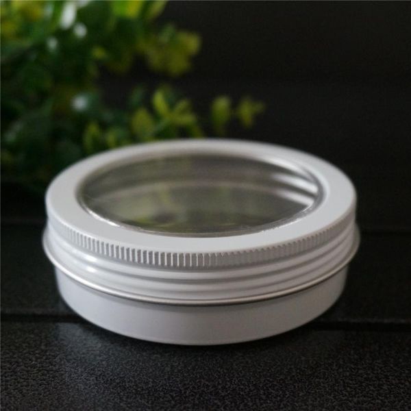 

storage bottles & jars empty round portable aluminum tin bottle with window lids,white skylight 100g 100ml box cream tea jar