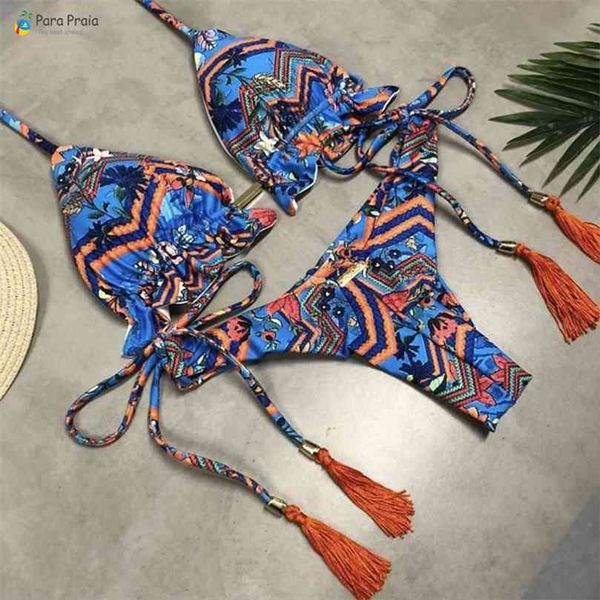 Para Praia Bandage Micro Bikini Mini Halter Купальный костюм Бразильский купальник Thong Set Push Up Biquini 17 цветов 210712
