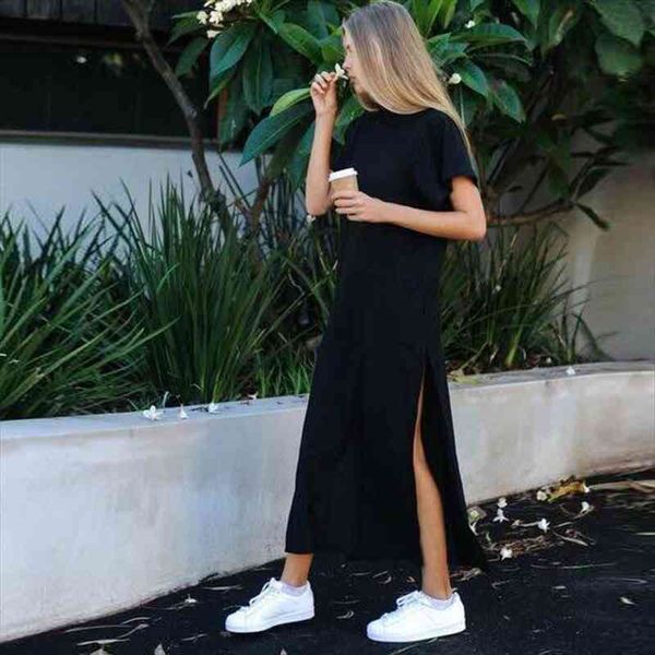

maxi t shirt dress women summer dresses casual beach boho vintage bandage elegant bodycon black long sundress, Black;gray