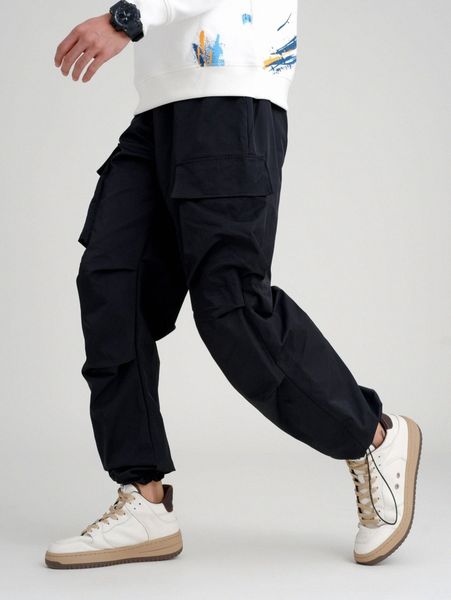 

men flap pocket cargo pants g1kx#, Black