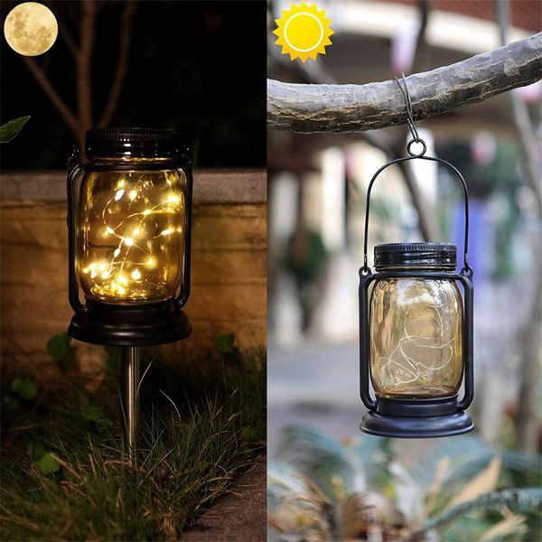 

lawn lamps 30 led solar powered mason jar lid light retro fairy lamp outdoor courtyard inserted hanging lantern for garden patio