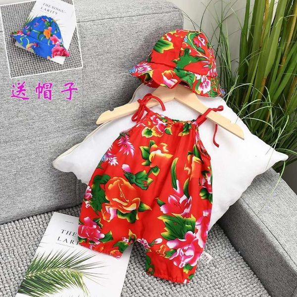 

baby suspender bag fart clothes ha summer thin baby girl strap one-piece northeast dahua hanfu pajamas, White