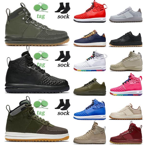 

lunar 1 duckboot high low running shoes summit white team red gum black multi-color womens mens medium olive gum studded spikes sneakers tr, White;red