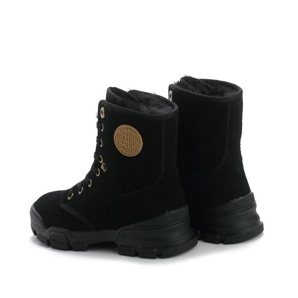

boots 2021 winter women's short flat bottom and velvet warm women, Black
