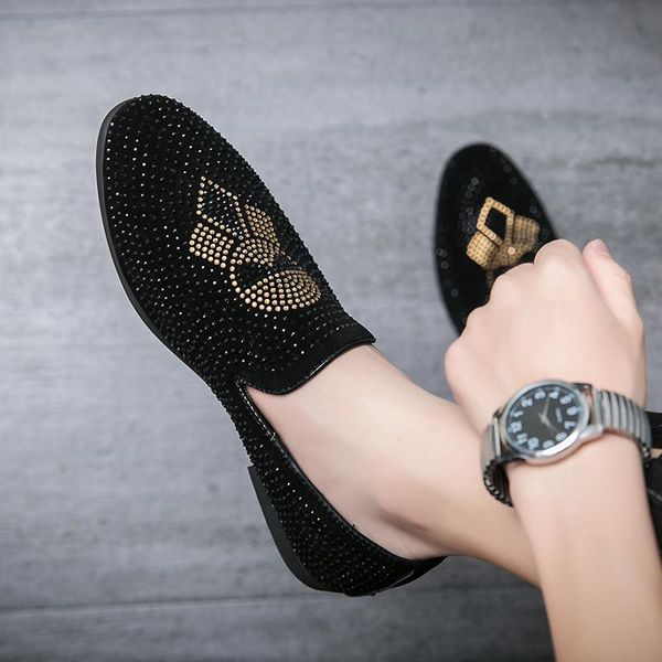 

dress shoes mens casual leather diamonds business men breathable crocodile wedding party chaussures homme 38-46, Black