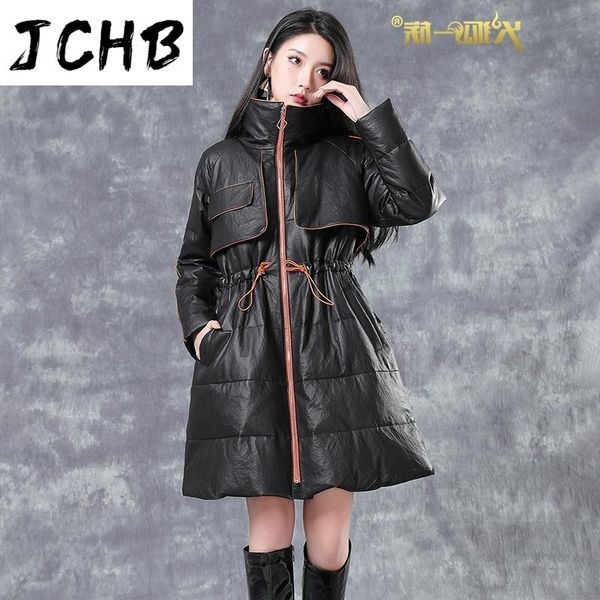 

women's leather & faux shzqjchb 2021 winter coat women genuine sheepskin jackets woman white duck down coats female long jacket mujeres, Black