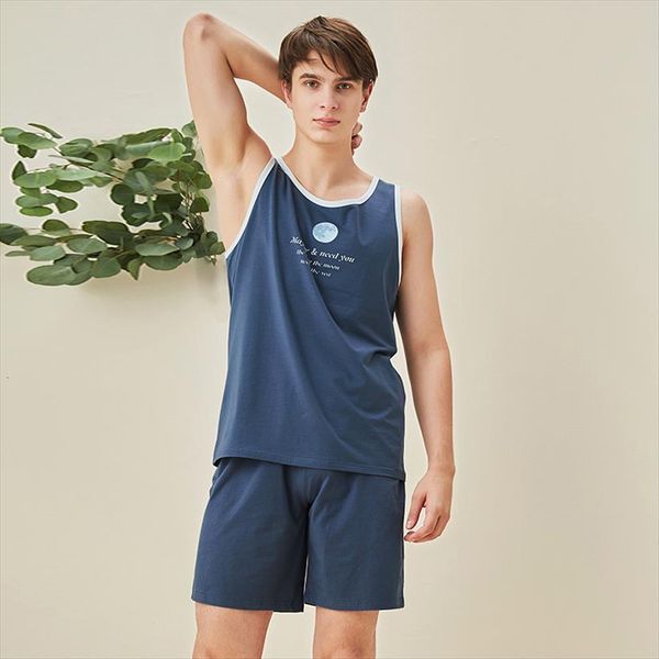 

summer products suspenders cotton cross men tracksuit belt vest shorts home furnishings knitted bamboo fiber pajamas, Gray
