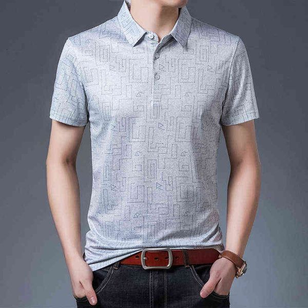 

men's short t-shirt 2021 summer lapel half sleeve stripe thin breathable men's wear, White;black