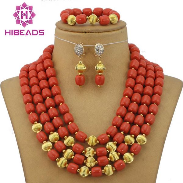 

earrings & necklace 2021 latest african wedding coral beads jewelry set costume christmas cnr168, Silver