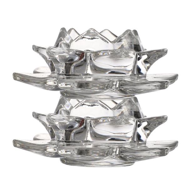 

candle holders 2pcs crystal pedestal lotus modeling ornament transparent