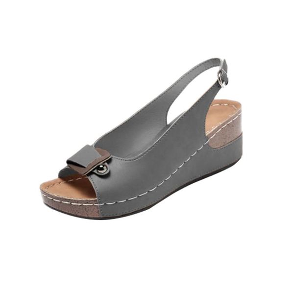 

sandals summer fashion women wear open toe fish mouth slope heel breathable single shoe buckle strap woman peep female, Black