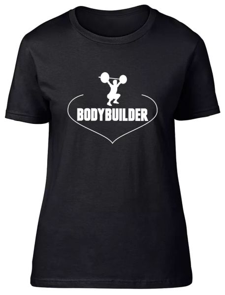 

love bodybuilder fitted womens ladies t shirt, White;black