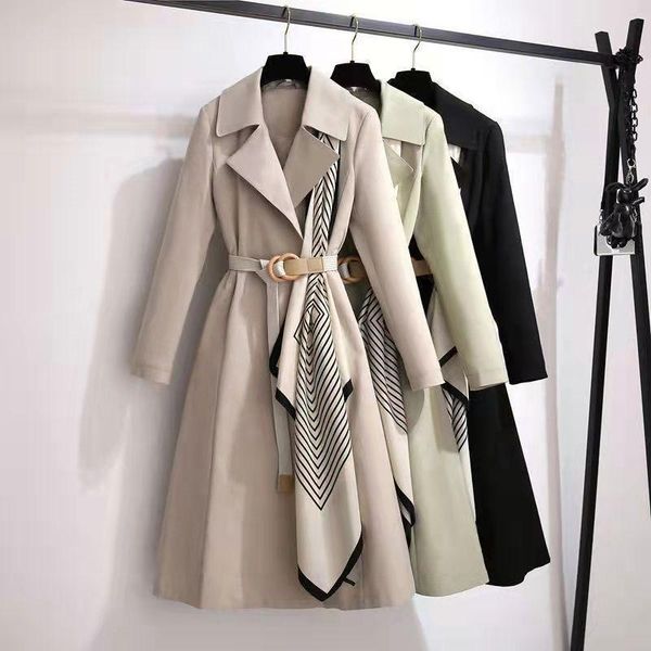

women's trench coats clothes autumn outerwear korean style long coat women, Tan;black