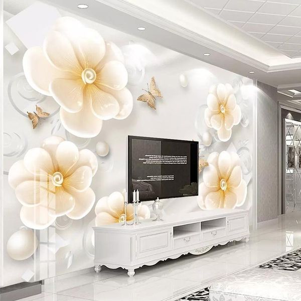 

wallpapers custom mural wallpaper modern 3d embossed rose flower po wall cloth living room tv sofa background decoration paper