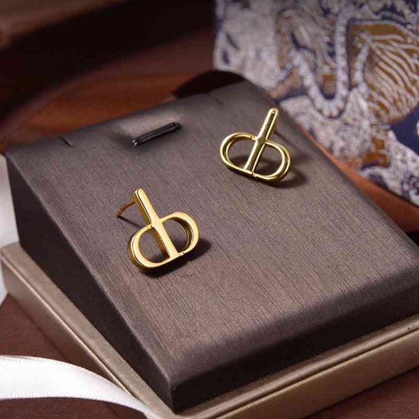 

70% off outlet online family letter female net red fashion versatile s925 silver needle earrings, Golden