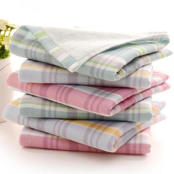 

towel 34*74cm check splicing pure cotton absorbent facial household daily bathroom quick dry hair
