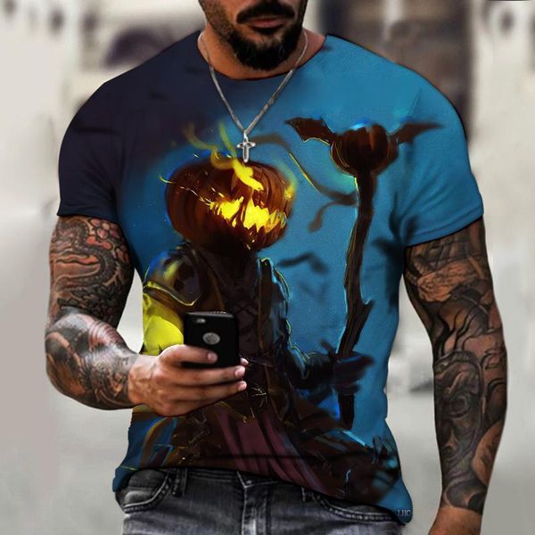 

men's t-shirts halloween series printed summer round neck short sleeve fashion loose casual harajuku style plus size t-shirt, White;black