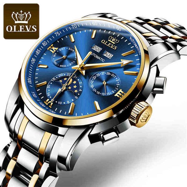 

man automatic clock watertight olevs fashion men mechanical s brand luxury for reloj hombre, Slivery;brown