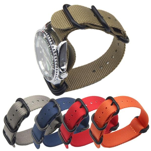 

watch bands onthelevel nylon band watchband leather strap 18mm 20mm 22mm 24mm accessories stainless steel men woman high quality, Black;brown