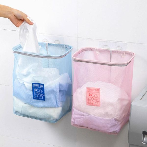 

laundry bags dirty clothes basket storage wall-mounted foldable bathroom organizer household accessories