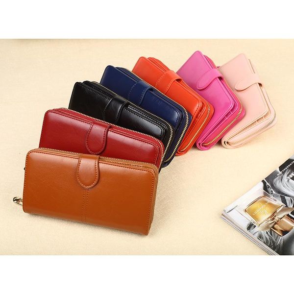 

wallets 2021 wallet multi function and large capacity card wax skin coin purse purses for women pu, Red;black