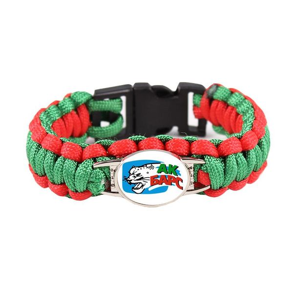 

charm bracelets kazan ak bars khl team logo bracelet outdoor paracord for fans russia hockey sport jewelry, Golden;silver